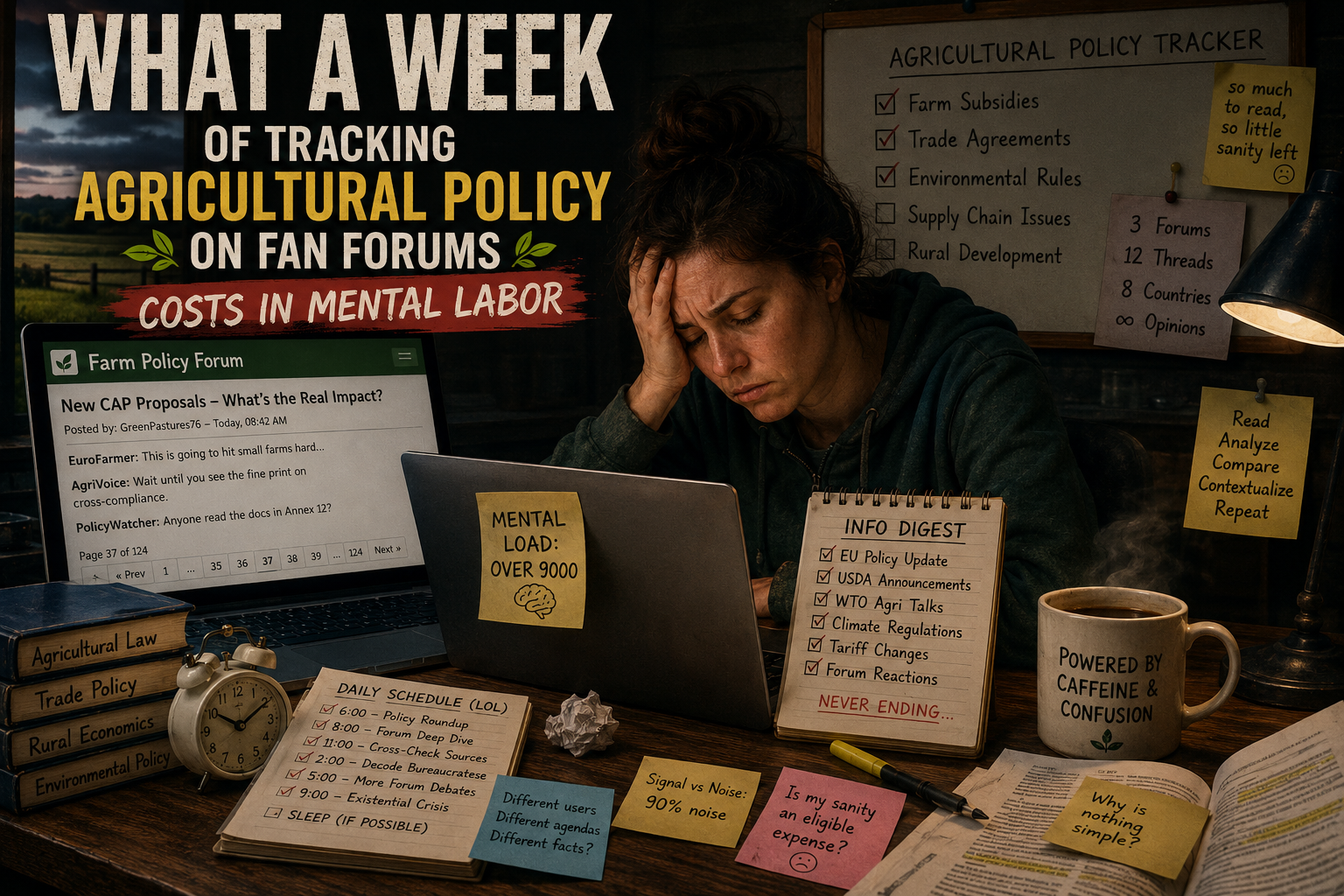 What a Week of Tracking Agricultural Policy on Fan Forums Costs in Mental Labor